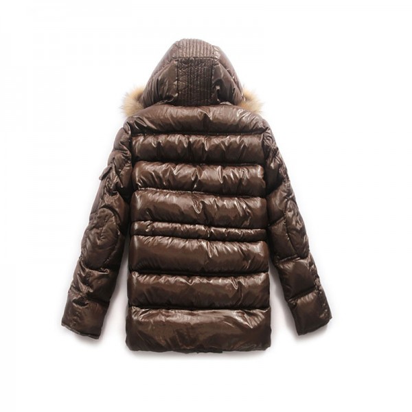Moncler Fashion marrone Fur Cap e pulsanti lunga da uomo Cappotti